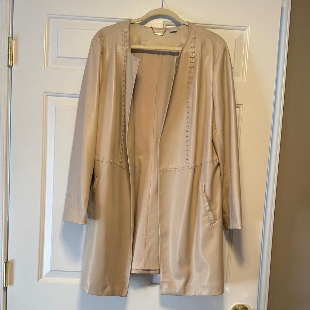 Chico's faux leather Tan Trench Coat